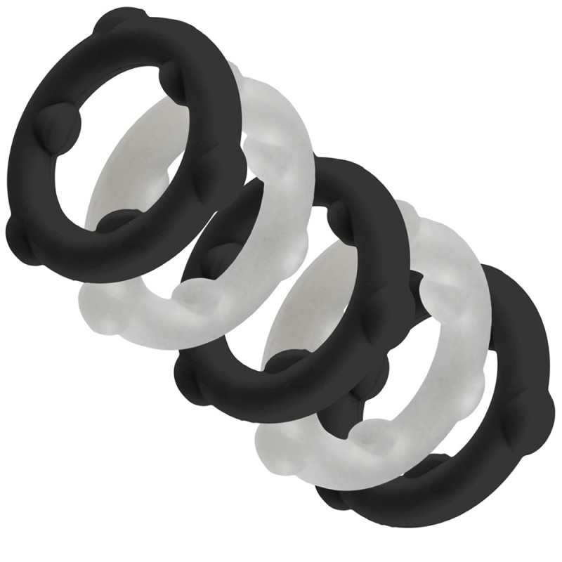 Oxballs Lot de 5 Cockrings Spinner 25 mm Noir-Blanc